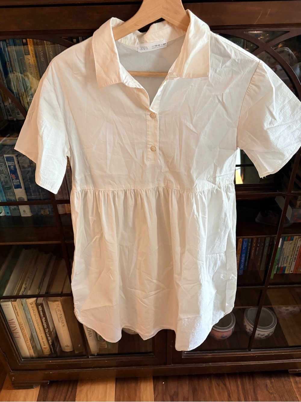 Zara Girls White Cotton Shirt Drrss